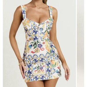 Showpo Janice Mini Dress US 10 In Positano Print New